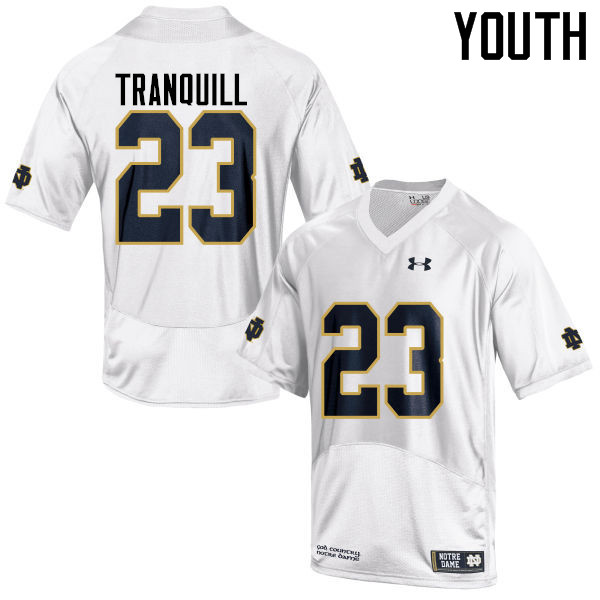 Youth #23 Drue Tranquill Notre Dame Fighting Irish College Football Jerseys-White - Click Image to Close